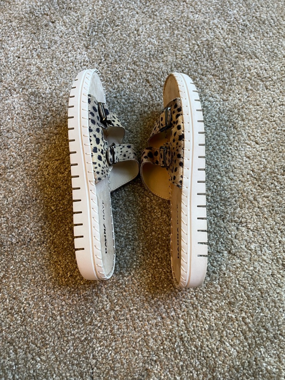Danna Raye Leopard Print Double Buckle Slide Sandals - Beige/Black Size 8 - Picture 7 of 9